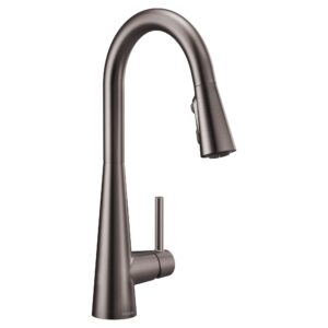 Moen Sleek Matte Black One Handle, Single-Hole Pulldown Kitchen Faucet with PowerBoost Technology for Faster Water Flow, Moder Kitchen Sink Faucet with Pulldown Sprayer, 7864BL