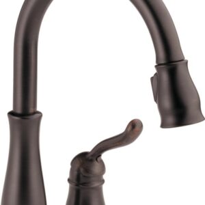 DELTA FAUCET Leland Oil Rubbed Bronze Kitchen Faucet, 1 Hole, Gooseneck, Pull Down Sprayer, Magnetic Docking, Touch-Clean Spray Holes, Venetian Bronze 978-RB-DST