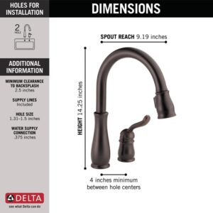 DELTA FAUCET Leland Oil Rubbed Bronze Kitchen Faucet, 1 Hole, Gooseneck, Pull Down Sprayer, Magnetic Docking, Touch-Clean Spray Holes, Venetian Bronze 978-RB-DST