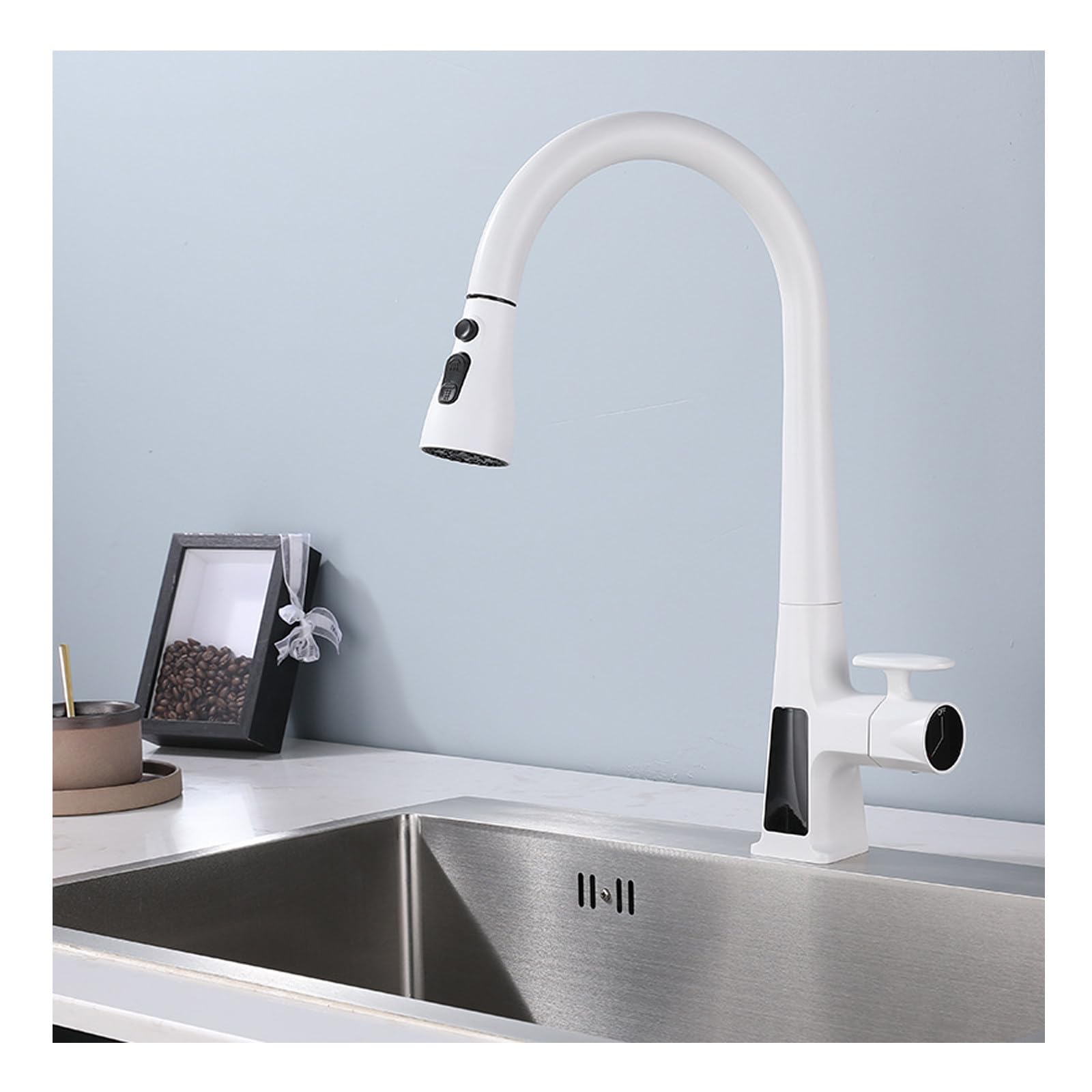 Ksunun Touchless Kitchen Faucet with Pull Down Sprayer, Kitchen Sink Faucet, Pull-Down Sprayer Kitchen Faucets with Temperature Display, Kitchen Sink Faucets, Pull Down Faucet for Kitchen Sink