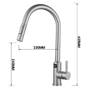 Yalsfowe Touch on Kitchen Faucet, Kitchen Faucet with Pull Down Sprayer, Smart Sensor Kitchen Facucet Stainless Steel, Kitchen Sink Faucet with Temperature Display, 360° Kitchen Mixer Tap,Brushed nick