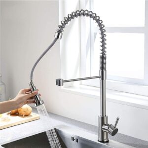 Touch Control Kitchen Faucets Brushed Nickel, High Arc Spring Style Smart Kitchen Faucet, Stainless Steel Kitchen Faucet with Pull Down Sprayer, Kitchen Mixer Tap