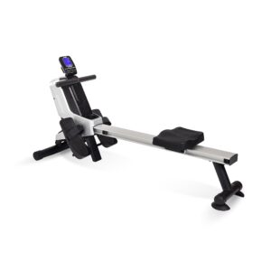 stamina magnetic rower 1130 - rower machine with smart workout app - rowing machine with magnetic resistance for home gym fitness - up to 250 lbs weight capacity - upgraded silver