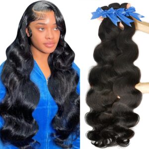 wiilm 12a human hair bundles 22 24 26 inch body wave bundles human hair 100% unprocessed weave 3 bundles brazilian virgin raw hair bundles body wave human hair extensions natural black deals for women