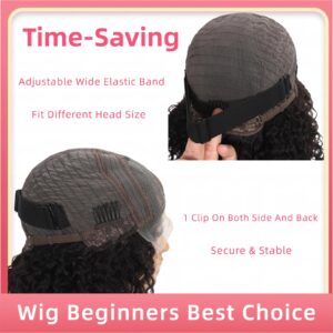 Curly Wear and Go Glueless Wig,200% Density Curly Bob Wig Human Hair for Women,6x4x1.5 inch Glueless Short Curly Wigs Pre Plucked Bleached Knots,Kinky Curly Human Hair Wig(Natural Black,14inch)