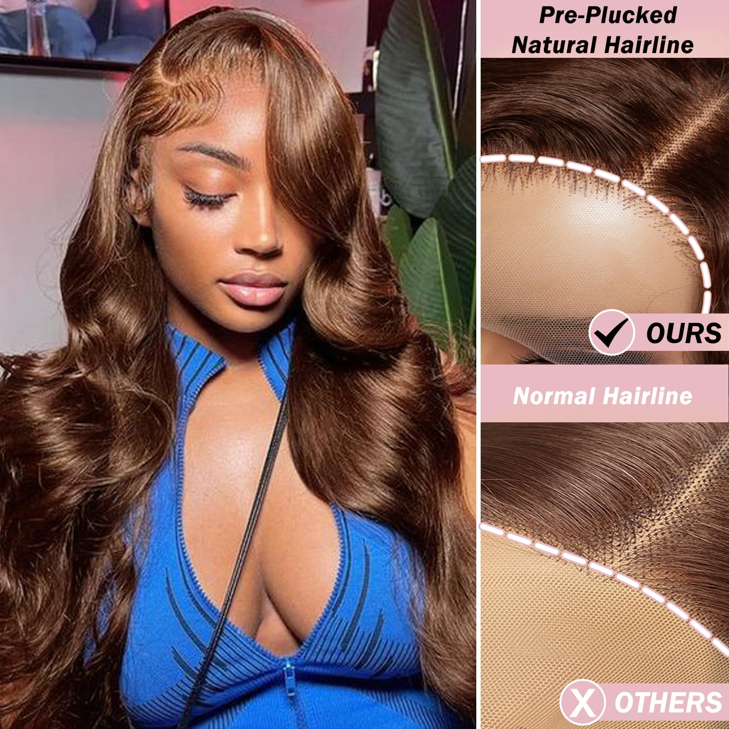 Cedau Brown Lace Front Wig Human Hair 13x4 Body Wave Lace Frontal Wigs Chocolate Brown Glueless Wig 180% Density Transparent HD Lace Wigs Human Hair for Black Women Pre Plucked 22inch