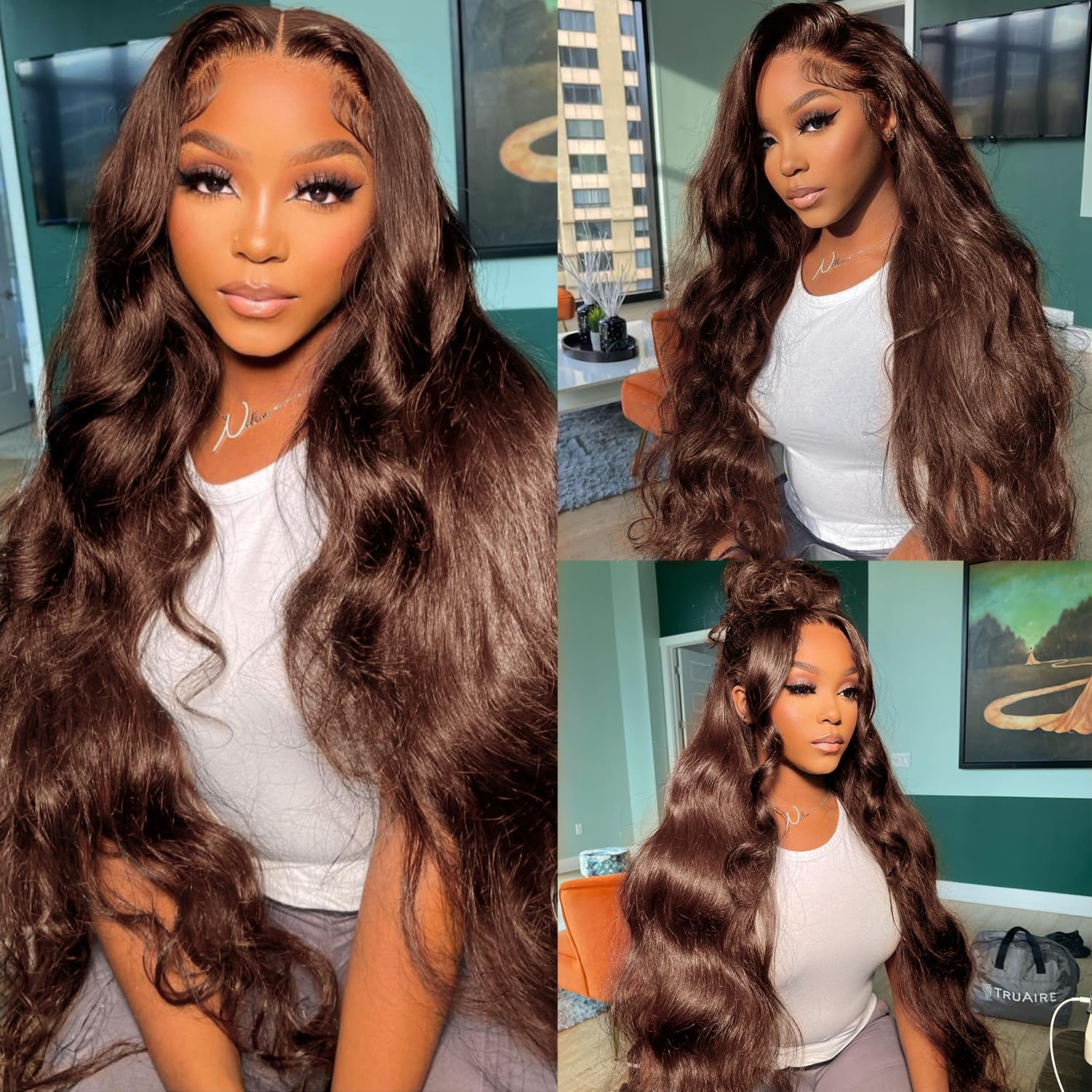 Cedau Brown Lace Front Wig Human Hair 13x4 Body Wave Lace Frontal Wigs Chocolate Brown Glueless Wig 180% Density Transparent HD Lace Wigs Human Hair for Black Women Pre Plucked 22inch