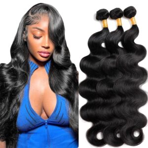 22-26 inch unprocessed brazilian virgin body wave human hair bundles and wefts - natural color