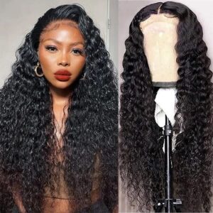 13x4 Lace Front Wigs Human Hair Deep Wave Curly Lace Frontal Wigs Glueless 180% Density Pre Plukced With Baby Hair HD Transparent Unprocessed Brazilian Virgin Human Hair Wigs Natural Color 22inch