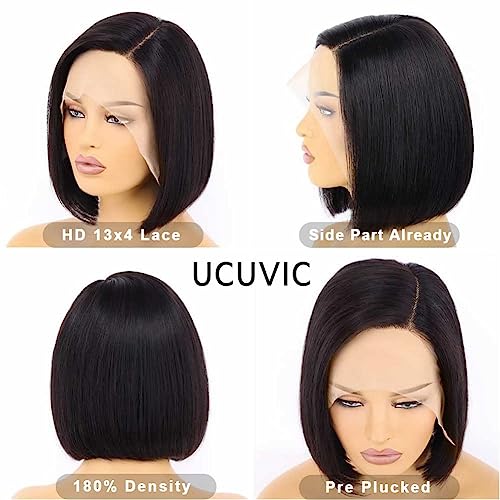 UCUVIC Bob Wig Human Hair 13x4 HD Lace Front BOB Wigs for Black Women Human Hair Glueless Wigs Human Hair Pre Plucked Pre Cut 180% Density 10 Inch