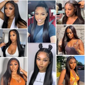 daparo 26inch Straight Lace Front Wigs Human Hair Pre Plucked 180% Density Glueless 13x4 HD Lace Frontal Wigs Human Hair Natural Hairline Brazilian Virgin Human Hair Wigs for Women