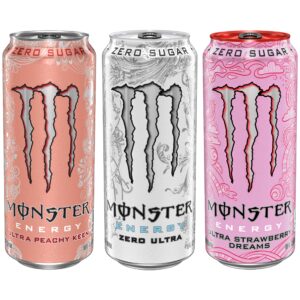 Monster Energy Ultra Variety Pack, Zero Ultra, Ultra Peachy Keen, Ultra Strawberry Dreams, Sugar Free Energy Drink, 16 Ounce (Pack of 15)