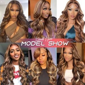 30 Inch Lace Front Wig Human Hair Pre Plucked 13X6 Honey Blonde Ombre Lace Front Wig Human Hair Body Wave Lace Front Wigs Human Hair Brazilain Virgin Glueless Wigs Human Hair Pre Plucked Pre Cut