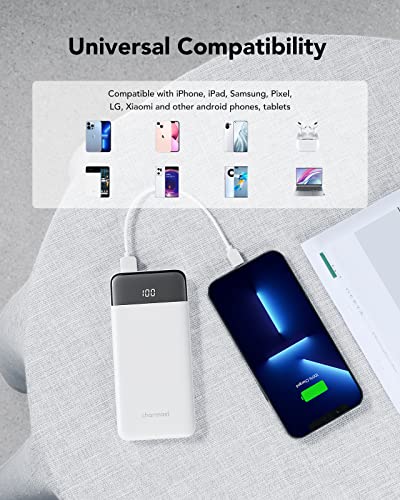 Charmast Portable Charger, USB C Battery Pack, 3A Fast Charging 10400mAh Power Bank LED Display, Slim Portable Phone Battery Charger for iPhone 13 12 11 X 8 7 Samsung S21 S20 Google LG OnePlus iPad