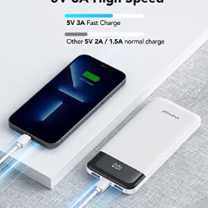 Charmast Portable Charger, USB C Battery Pack, 3A Fast Charging 10400mAh Power Bank LED Display, Slim Portable Phone Battery Charger for iPhone 13 12 11 X 8 7 Samsung S21 S20 Google LG OnePlus iPad