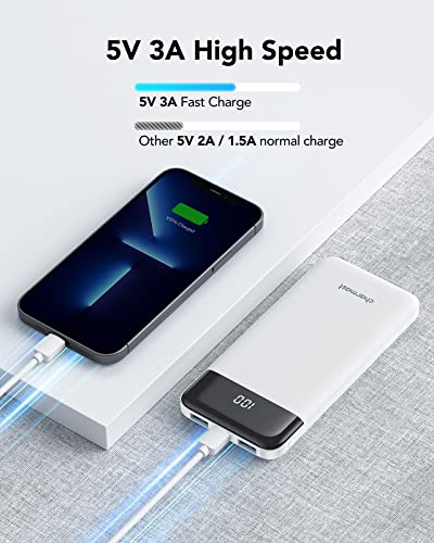 Charmast Portable Charger, USB C Battery Pack, 3A Fast Charging 10400mAh Power Bank LED Display, Slim Portable Phone Battery Charger for iPhone 13 12 11 X 8 7 Samsung S21 S20 Google LG OnePlus iPad