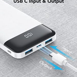 Charmast Portable Charger, USB C Battery Pack, 3A Fast Charging 10400mAh Power Bank LED Display, Slim Portable Phone Battery Charger for iPhone 13 12 11 X 8 7 Samsung S21 S20 Google LG OnePlus iPad