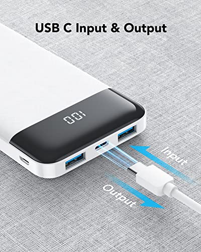 Charmast Portable Charger, USB C Battery Pack, 3A Fast Charging 10400mAh Power Bank LED Display, Slim Portable Phone Battery Charger for iPhone 13 12 11 X 8 7 Samsung S21 S20 Google LG OnePlus iPad