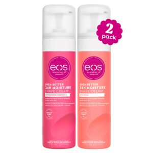 eos shea better shaving cream for women variety pack - pomegranate raspberry + pink citrus, shave cream, skin care and lotion with shea butter and aloe, 24 hour hydration, 7 fl oz, pack of 2