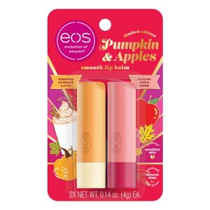 eos limited edition smooth lip balm, whipped pumpkin latte & autumn apple cider, made for sensitive skin, all-day moisture, multicolor, 2 piece set