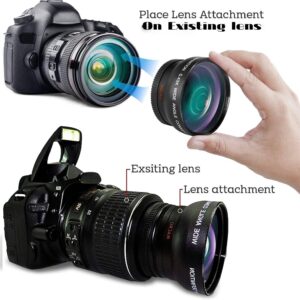 HD OPTICS 58MM 0.43x Professional HD Wide Angle Lens for Canon EOS Rebel 77D T7i T6s T6i T6 T5i T5 T4i T3i T3 SL1 1100D 700D 650D 600D 550D 1100D 1200D 1300D SL2 XT XTI XS XSI ELAN