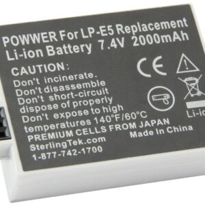 STK LP-E5 Battery Pack for Canon LP-E5 Canon EOS Rebel XS, Rebel T1i, Rebel XSi, 1000D, 500D, 450D, Kiss X3, Kiss X2, Kiss F, LPE5, Canon, Cannon