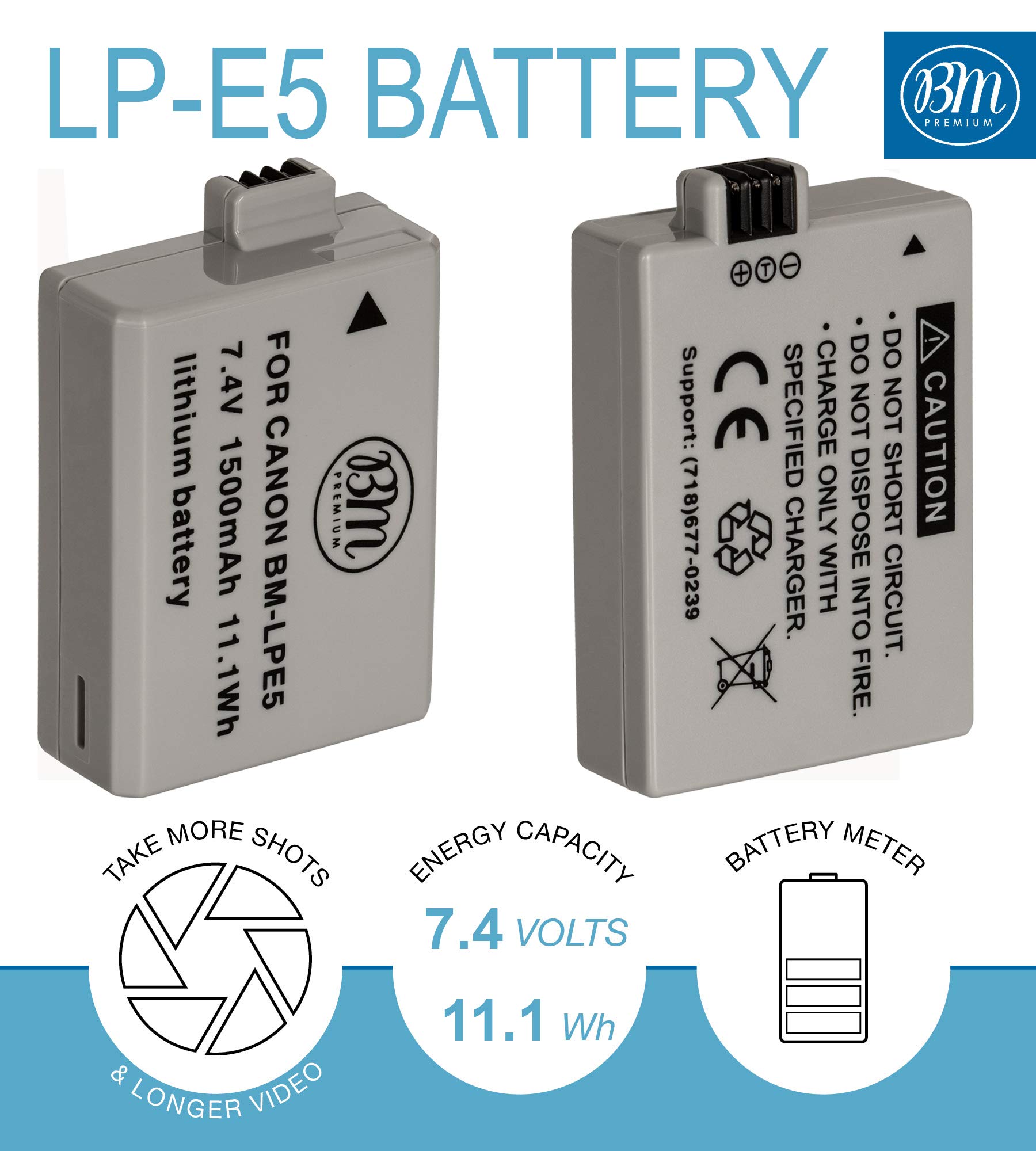 Big Mike's BM Premium LP-E5 Battery and Charger Kit for Canon EOS Rebel XS, Rebel T1i, Rebel XSi, 1000D, 500D, 450D, Kiss X3, Kiss X2, Kiss F Digital SLR Camera