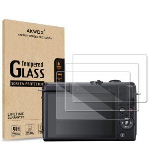 AKWOX [3-Pack] Tempered Glass Screen Protector for Canon EOS M200 Camera, [0.3mm 2.5D High Definition] 9H LCD Protective Cover,Anti-Scratch, Bubble-Free