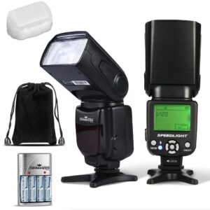 Commander Optics E-TTL Flash Speedlite Bounce/Swivel with LED Backlit for Canon Rebel T7, SL3, 4000D, 850D, 80D, 90D, R, RP, R5, R6, R8, 6D Mark II, 5D Mark IV & More Camera Flash for Canon