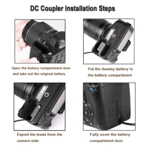 TKDY ACK-E8 Power Supply LP-E8 Dummy Battery DR-E8 DC Coupler Kit for Canon EOS Rebel T5i T3i T4i T2i, Kiss X6 X5 X4, 700D 650D 600D 550D Digital Cameras.