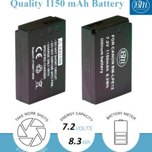 BM Premium LP-E12 Battery and Charger Kit for Canon EOS-M, EOS M2, EOS M10, EOS M50, EOS M50 Mark II, EOS M100, EOS M200, SX70 HS, Rebel SL1 Cameras