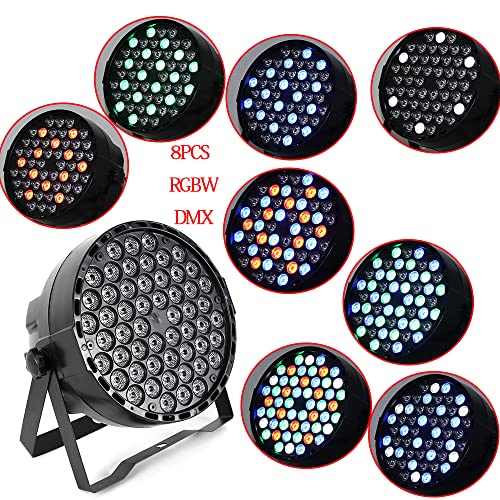 RustyVioum 8pcs Stage Light, 54 x 3W RGBW DMX LED Par DJ Stage Lighting, DJ Disco Club Party Show Lamp for Home Party Wedding