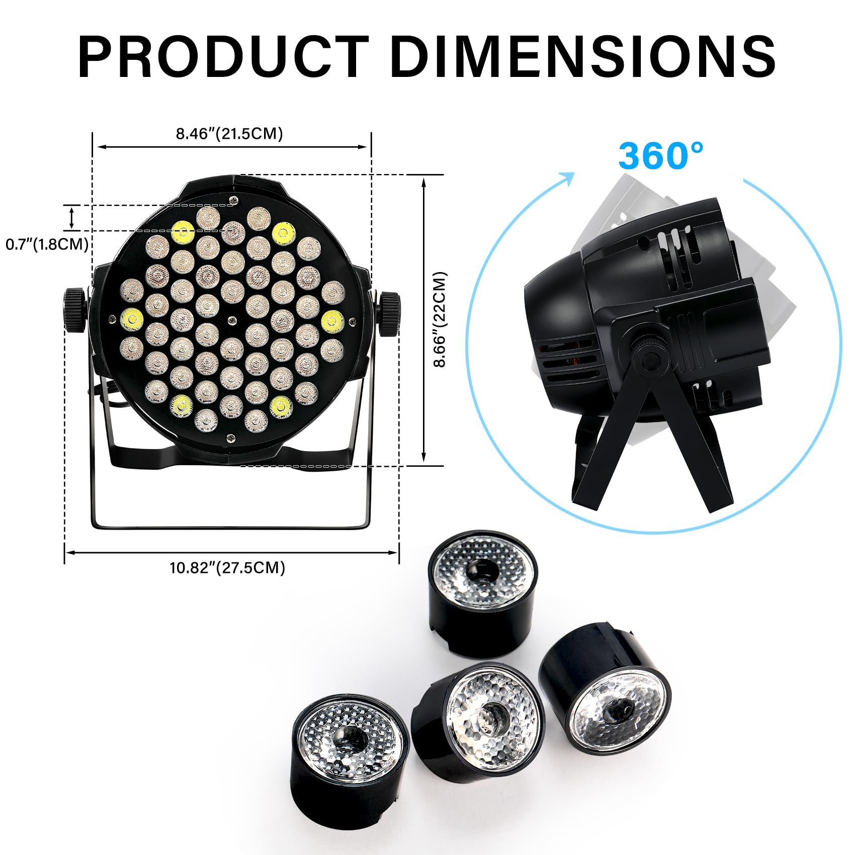 TENGCHANG 4Pcs 180W LED Stage Par 64 Light DMX512 RGBW Stage Washer Wedding DJ 54x3W