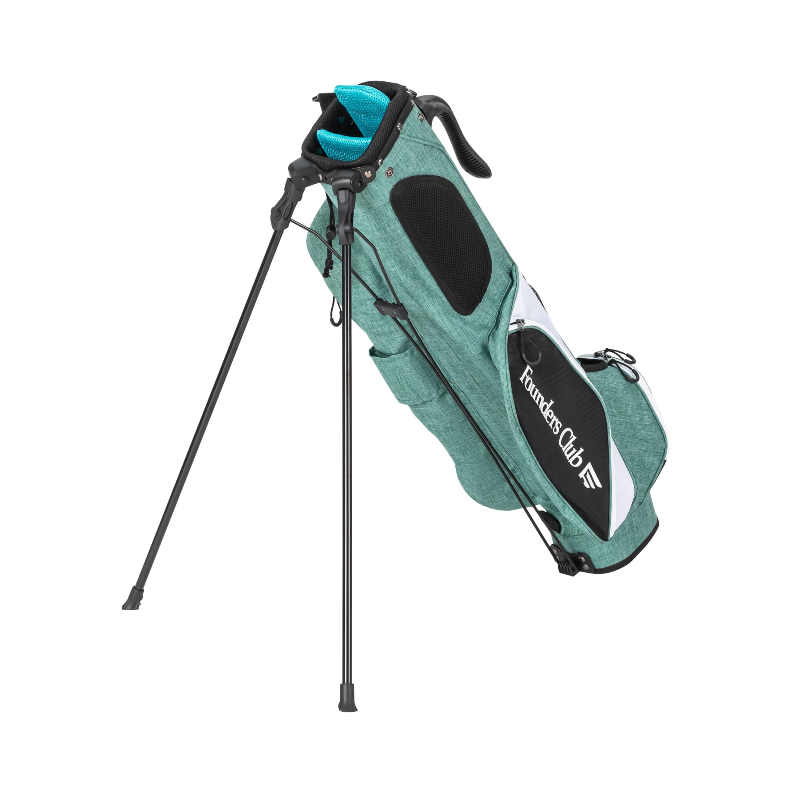 Founders Club Lightweight Sunday Golf Bag with Dual Strap and Stand -Easy to Carry Pitch & Putt- Driving Range - Par 3 Stand Bag (Green)