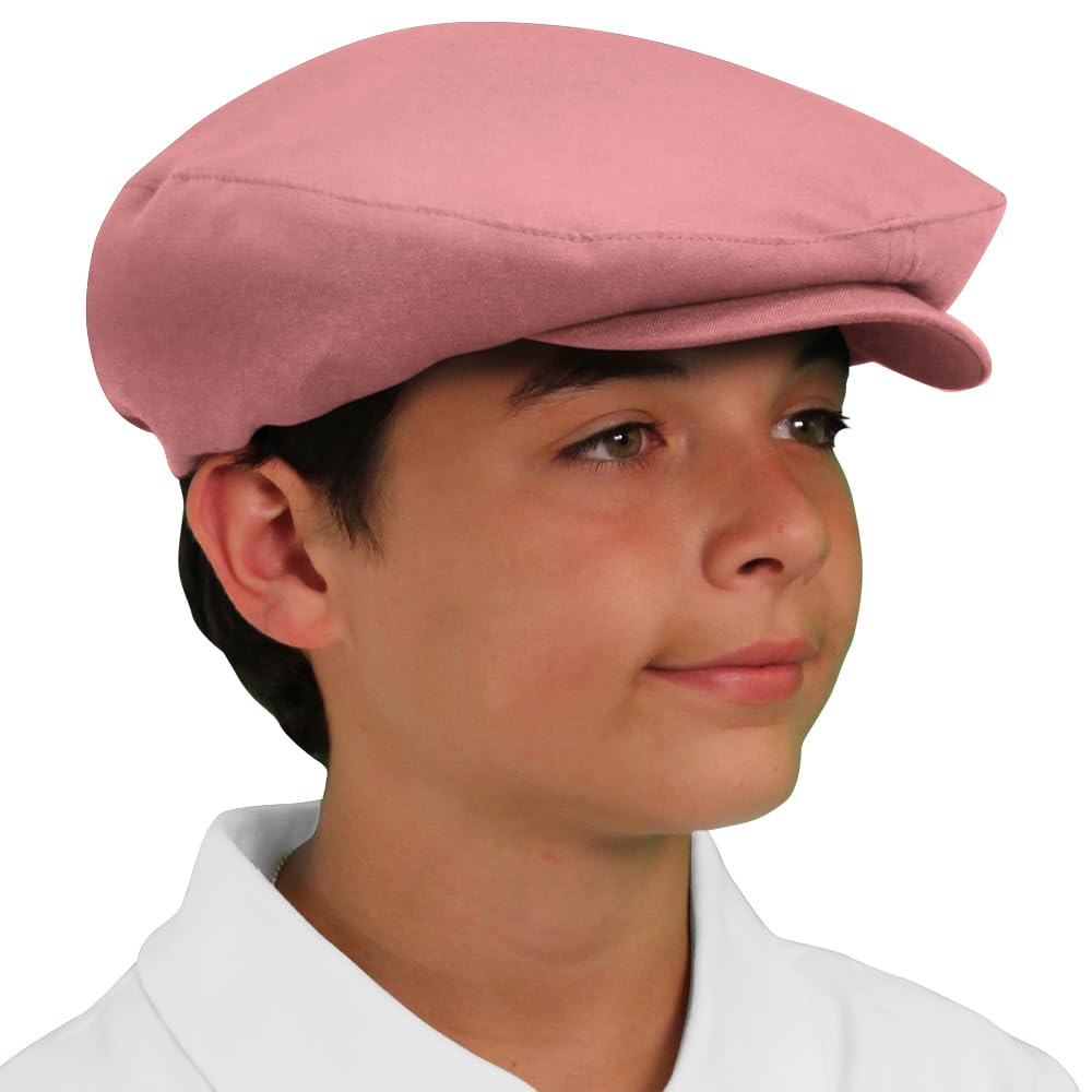 Flat Newsboy Ivy Hat, Traditional Golf Cap, Ben Hogan Cap, Gatsby Flat Hat, Vintage Mens Golf Cap: 'Par 3' - Solid Pink - Microfiber