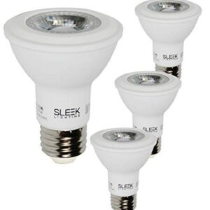 SleekLighting Par 20, LED 7 Watt"Dimmable" Wide Flood Light Bulb(40°), Cool White (4000K), 500 Lumens, E26 Medium Base, 50 Watt Equivalent, UL Approved, Energy Star (PACK OF 4)