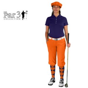 Golf Knickers Orange Womens 'Par 3' - Microfiber - Size 14