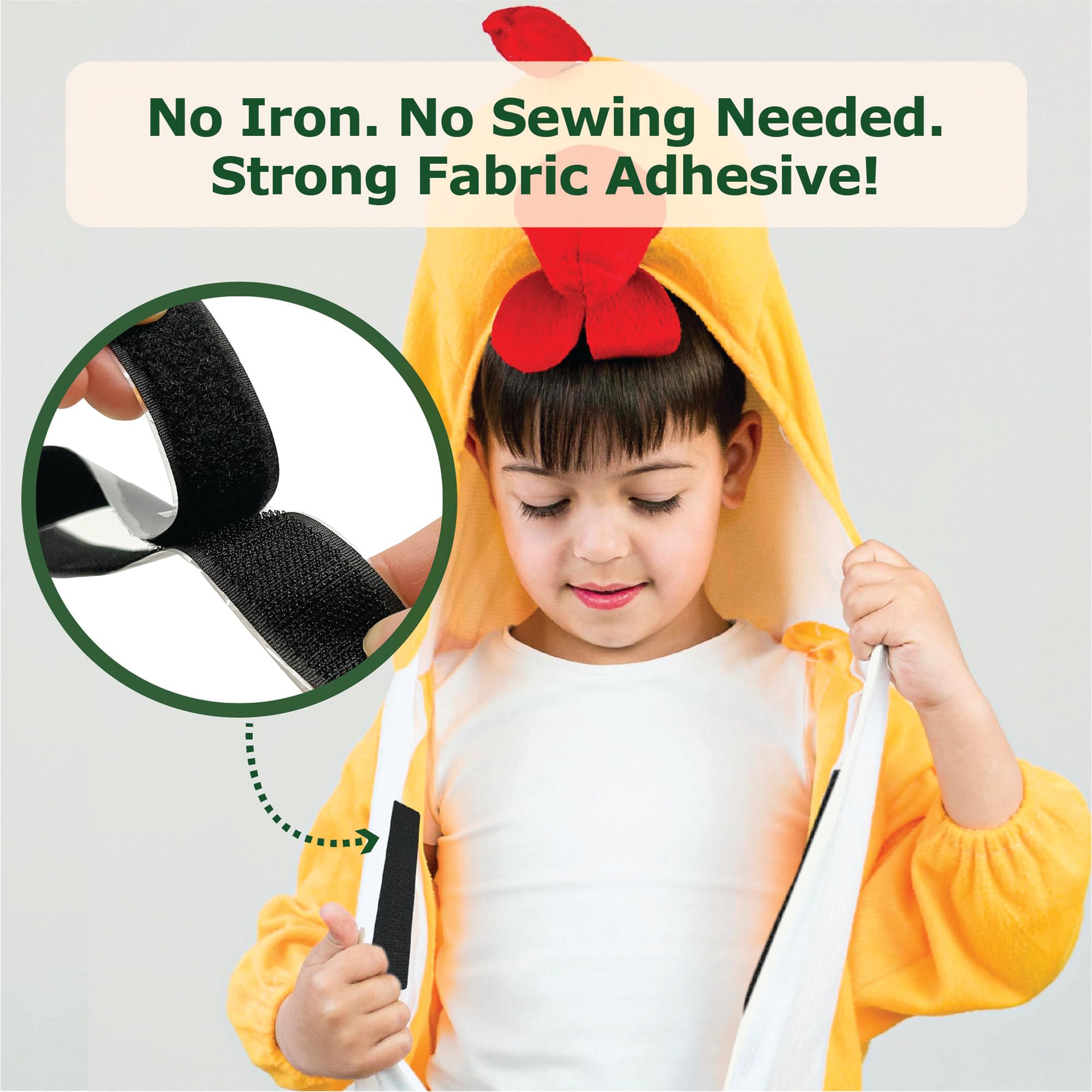 (26 FT x 1 Inch) Stick On for Fabric, No Sew Sticky Back Patches for Clothes, Curtains - Double Sided Hook and Loop Tape Strips with Adhesive for Fabric & Clothing Backing, No Sewing No Iron, Black