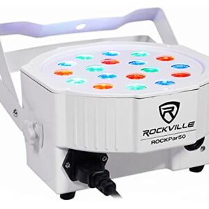 (8) Rockville RockPAR50 LED RGB Compact Par Can DJ/Club/Stage DMX Wash Light - White