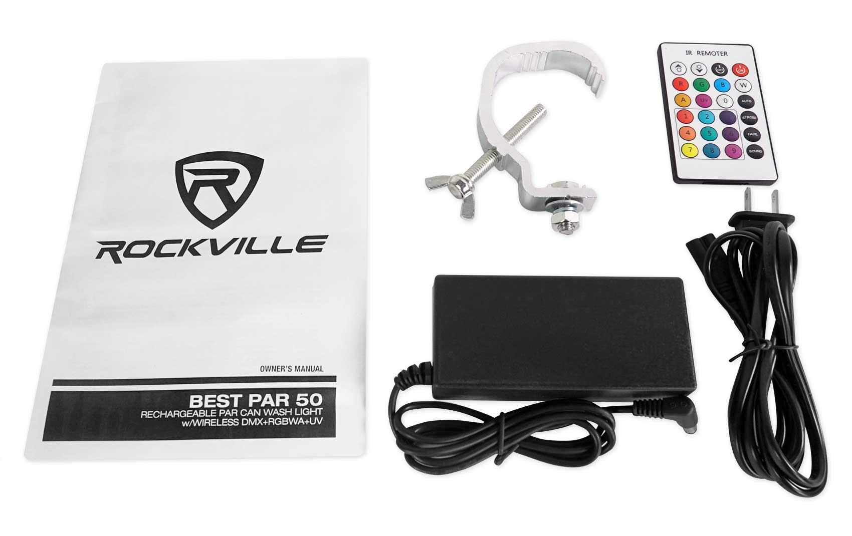 (8) Rockville BEST PAR 50 Rechargeable Par Wash Lights w/Wireless DMX+Backpack