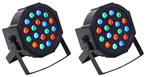 (2) Rockville RockPAR50 LED RGB Compact Par Can DJ/Club DMX Wash Light+Dual Bracket