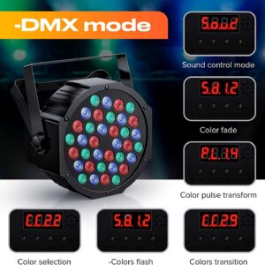 U`King 36W Rechargeable LED Stage Par Lights - 12 Pack, Battery Powered, RGB, Sound Activated, Remote Control, for Wedding, DJ Disco Events, Church Live Party