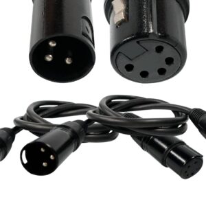 (1.5M) ZVH 3-Pin Female XLR to 5-Pin Male XLR DMX Turnaround Connection for DJ Par Light, Moving Head Light Par Light and Spot Light with XLR Input & Output (2pcs)