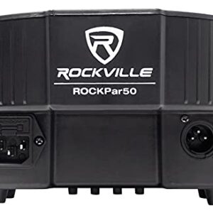 (4) Rockville LED RGB Par Can Wash Light + Dual Bracket Bundle: (2) Wash Lights, (1) Universal Travel Bag, (1) 25ft 3 Pin DMX Lighting Cable, (3) 10ft 3 Pin DMX Lighting Cables (10 Items)