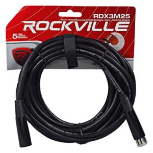 (4) Rockville LED RGB Par Can Wash Light + Dual Bracket Bundle: (2) Wash Lights, (1) Universal Travel Bag, (1) 25ft 3 Pin DMX Lighting Cable, (3) 10ft 3 Pin DMX Lighting Cables (10 Items)