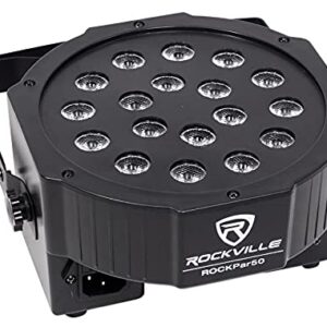 (4) Rockville LED RGB Par Can Wash Light + Dual Bracket Bundle: (2) Wash Lights, (1) Universal Travel Bag, (1) 25ft 3 Pin DMX Lighting Cable, (3) 10ft 3 Pin DMX Lighting Cables (10 Items)