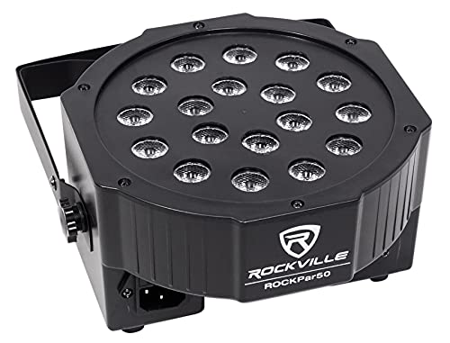 (4) Rockville LED RGB Par Can Wash Light + Dual Bracket Bundle: (2) Wash Lights, (1) Universal Travel Bag, (1) 25ft 3 Pin DMX Lighting Cable, (3) 10ft 3 Pin DMX Lighting Cables (10 Items)