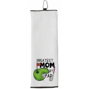 Set of 3 Golf Towels - Let's Par Tee - Greatest Mom by Par - Every Day Is a Good Day for Golf - Tri-fold 100% Microfiber Waffle Weave with Clip