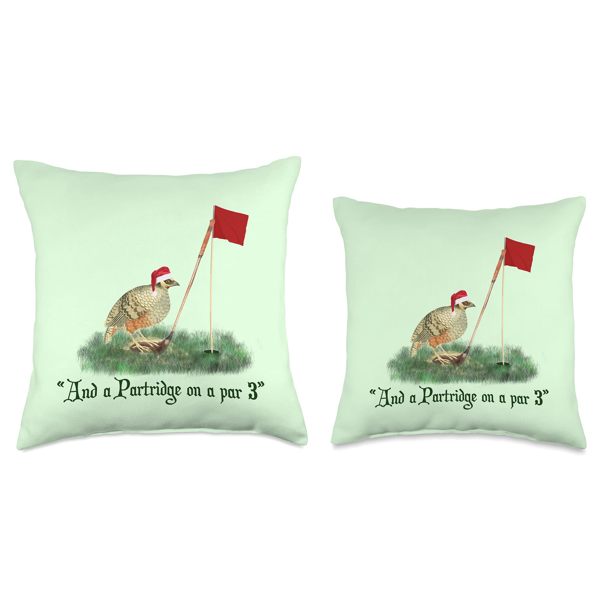 Funny Christmas Golf Lover Puns Funny Golf Lovers Partridge On A Par 3 Christmas Song Parody Throw Pillow, 18x18, Multicolor