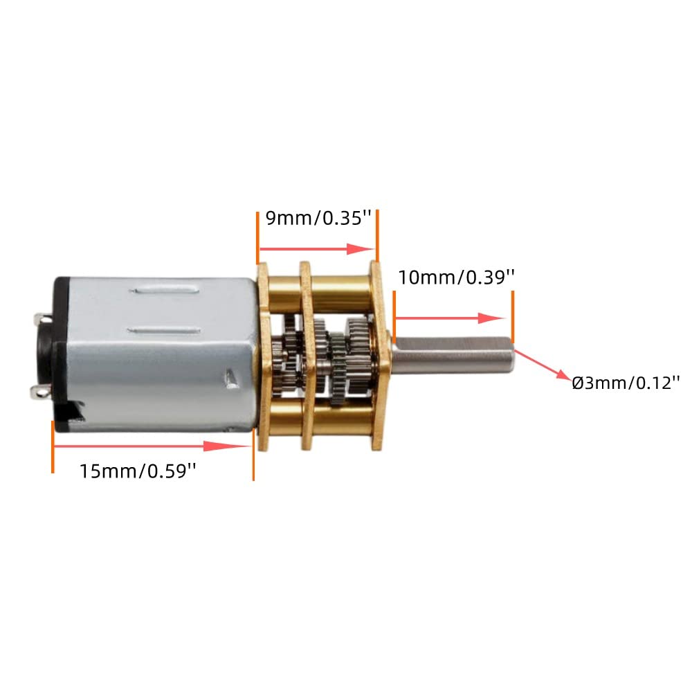 CHANCS N20 DC Gearbox Motor 3V 60RPM Shaft Length 11mm High Torque Speed Reducing Small Motor for DIY Toys